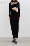 Un morceau velvet lace stitching waist details dress um231ls07 black PUM35